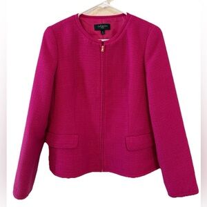 Talbots Petites Jacket Pink Zip Front Pockets Button Short Lined Size 6P